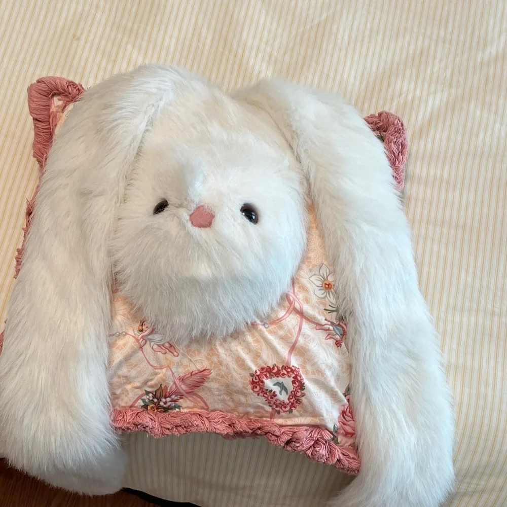 Plush Bunny Pillow Pet - Cream and Pink Comfort Cushion